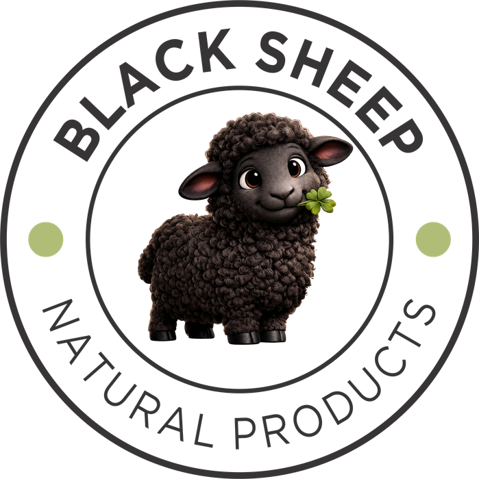 Black Sheep Natural Products stamp — no chemicals